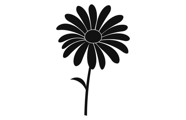 Gerbera bloem silhouet. Bloemen vector achtergrond met madeliefjes.Vector set van gerbera bloemen met stengels geïsoleerd op een witte achtergrond. - Vector, afbeelding