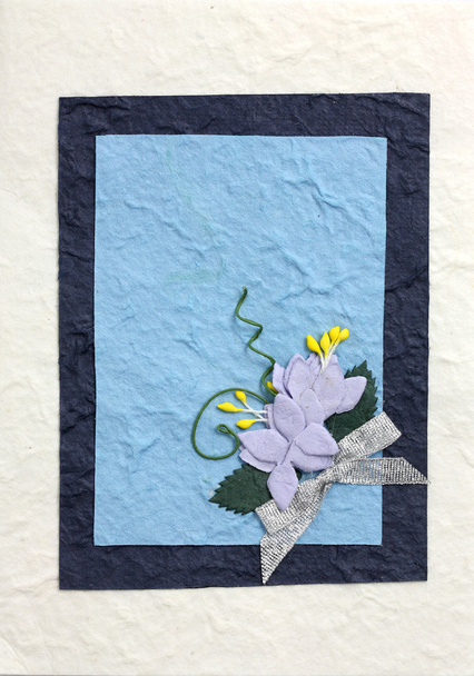 Papercraft flower blue frame - Photo, Image