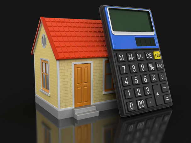 Huis en rekenmachine (uitknippad opgenomen) - Foto, afbeelding