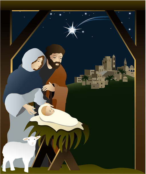 Karácsonyi betlehem jelenet - Vektor, kép