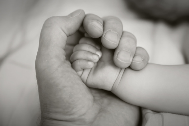 vastasyntyneen käden pitäminen mustavalkoisena
 - Valokuva, kuva