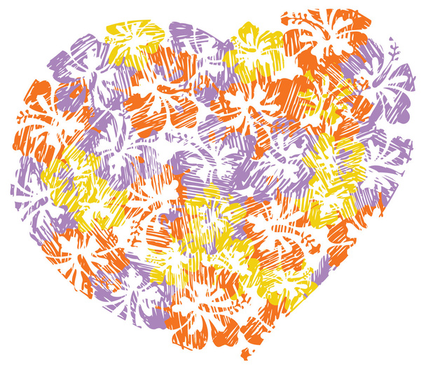 Heart made of Hawaiian lei flowers - Vector, Image