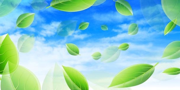 Φρέσκα πράσινα φύλλα τοπίο φόντου - Διάνυσμα, εικόνα