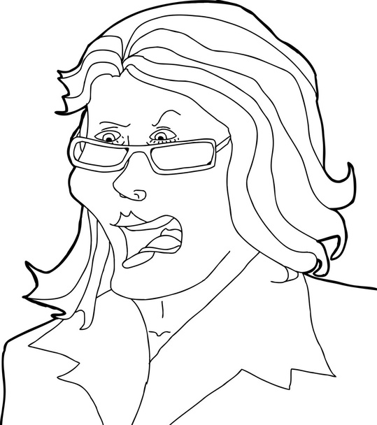 怒っている女性の外形図 - ベクター画像