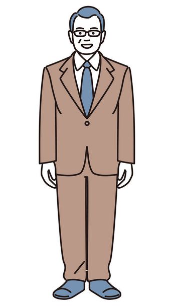 Semplice illustrazione corpo pieno di un uomo d'affari sorridente di mezza età - Vettoriali, immagini