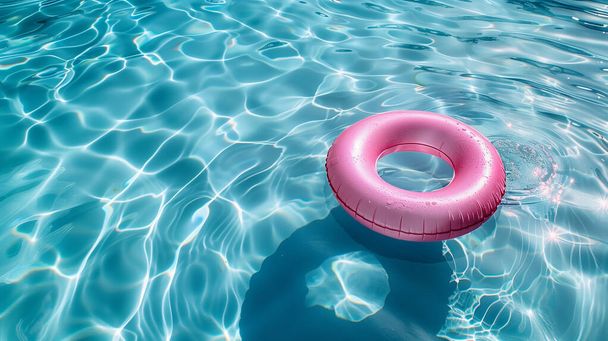 anello di nuoto rosa galleggiante in acqua. - Foto, immagini
