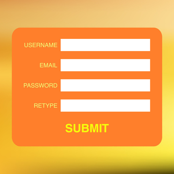 Illustration with registration form on blurred background - Vector, Image