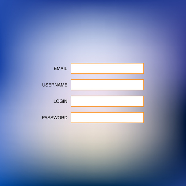 Illustration with registration form on blurred background - Vektor, obrázek