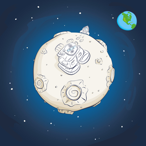 астронавт на Луне
 - Вектор,изображение
