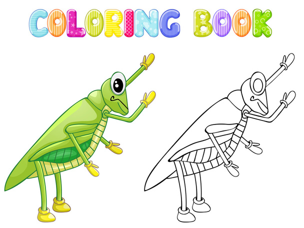 Colorir bug de críquete
 - Vetor, Imagem