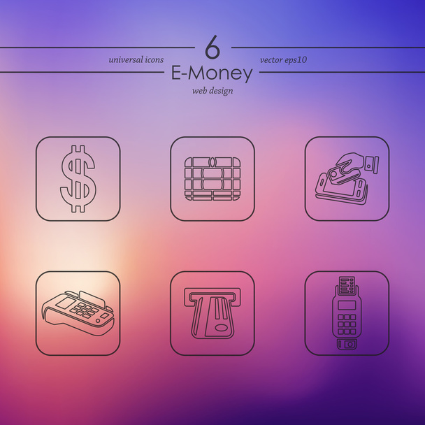 Set van e-geld pictogrammen - Vector, afbeelding