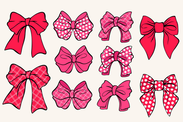 painted set of bows for decoration and design - Vector, Image