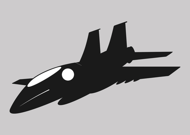 military fighter vector icon isolated on white background - Vector, Image