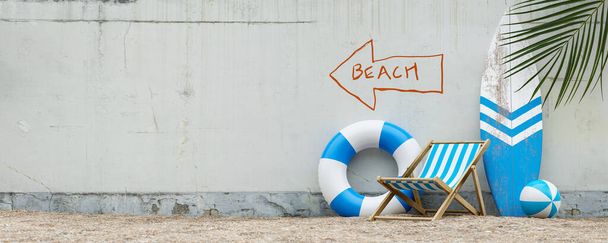 Copier l'espace de fond d'aller en vacances à la mer en été. Rendu 3d - Photo, image