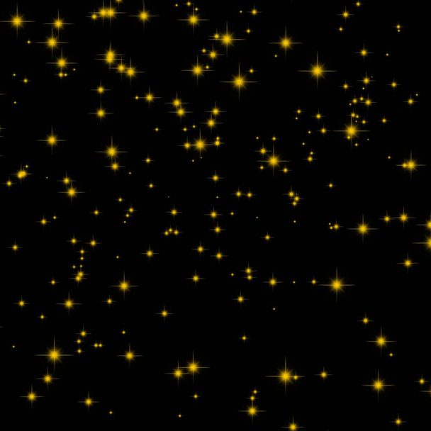 Confetti іскровий жовтий світловий елемент, ігристі зірки прикрашають жовтий світлий дизайн чорного фону - Фото, зображення