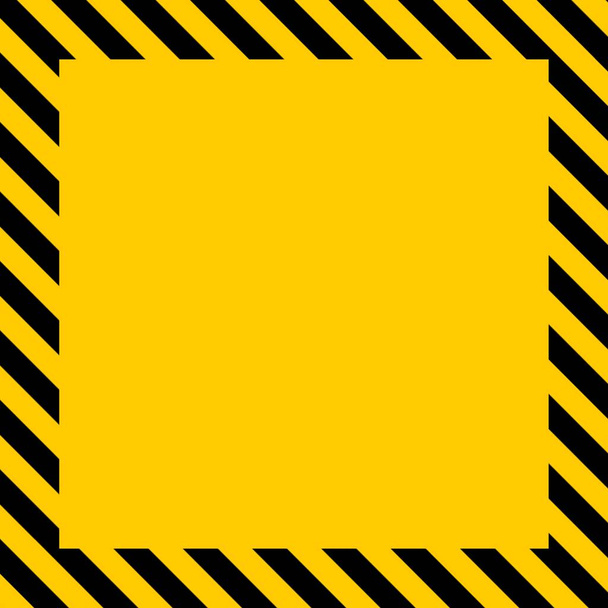 под строительным знаком пустой желтый прямоугольник, прямоугольник желтый фон с предупреждающими полосами - Фото, изображение