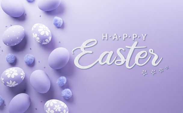 Happy easter! Colourful Easter eggs on pastel background. Decoration concept for greetings and presents on Easter Day celebrate time. - Foto, Imagem