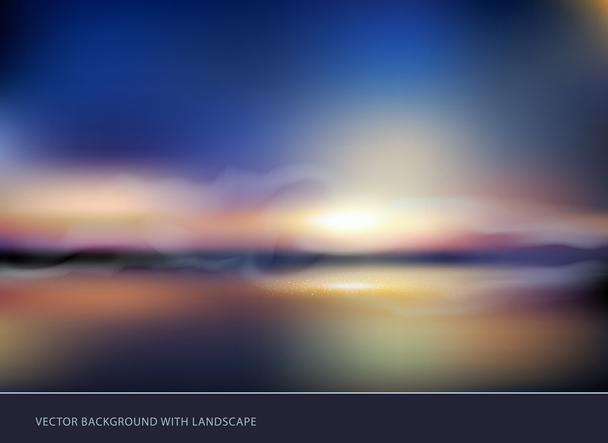Seascape with sunset background - Vector, Image
