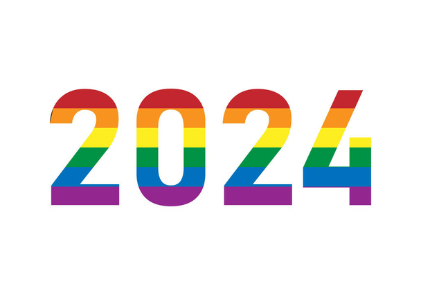 Έτος 2024 με τη σημαία Igbtiq υπερηφάνεια - Διάνυσμα, εικόνα