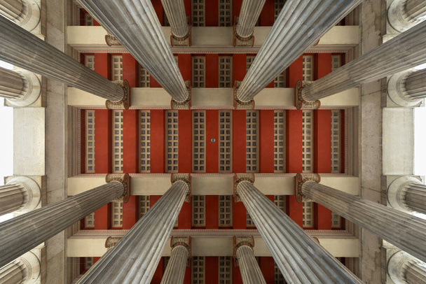 Coffered ceiling inside the propylaea building in Munich, Bavaria, Germany - Photo, Image