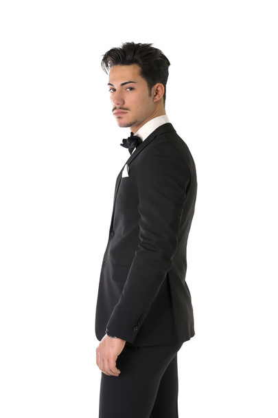 Handsome elegant young man with suit and bow-tie - Φωτογραφία, εικόνα