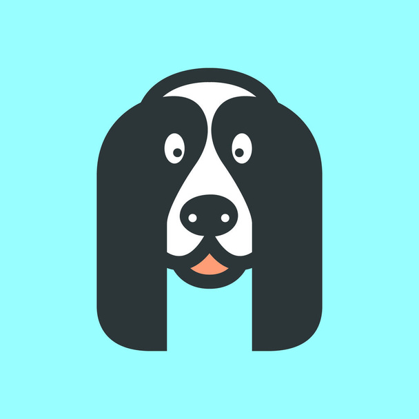 Cavalier King Charles Spaniel cane animali carino mascotte cartone animato colorato sorriso felice icona logo vettore illustrazione - Vettoriali, immagini