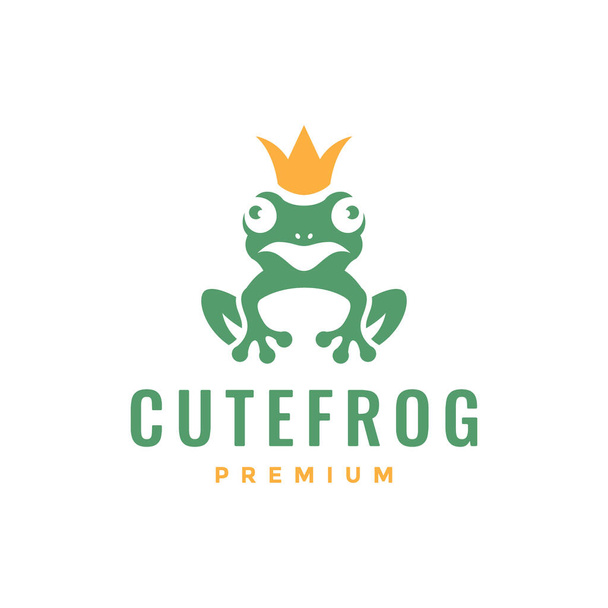 grün Frosch Amphibie Tier Krone flach sauber Maskottchen Cartoon Charakter modernes Logo Design Vektor Symbol Illustration - Vektor, Bild