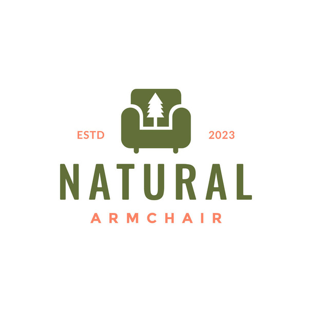 крісло диван з сосновим деревом ялина сучасний мінімалістичний дизайн інтер'єру меблів логотип Векторна ілюстрація - Вектор, зображення