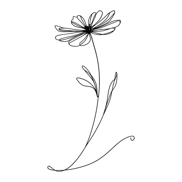 Ciągła linia dziki kwiat ilustracja - Wektor, obraz