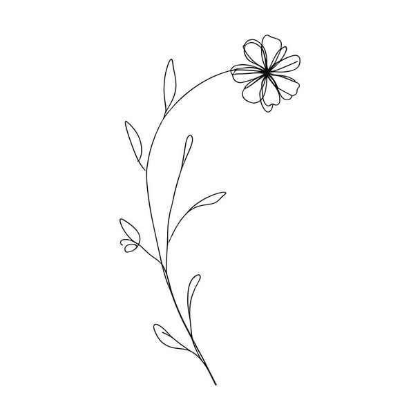 Ilustración de flores silvestres de línea continua - Vector, imagen