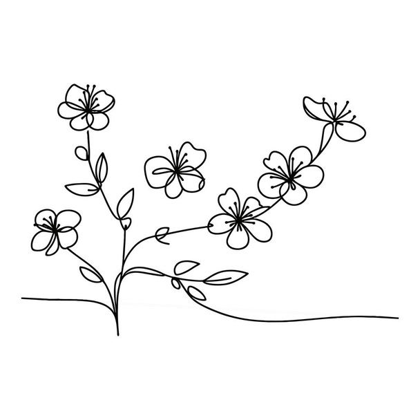 Sakura kwiat ciągły linia wektor ilustracja - Wektor, obraz