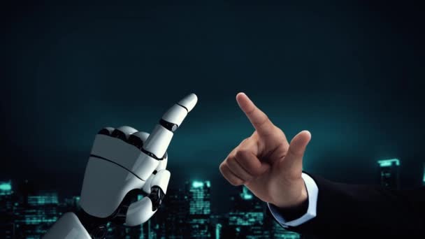 XAI Futuristický robot umělé inteligence osvětlující vývoj AI technologie a strojové učení konceptu. Globální výzkum robotické vědy pro budoucnost lidského života. 3D vykreslování. - Záběry, video