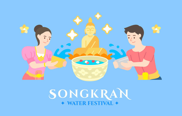 векторная иллюстрация праздника воды в Таиланде songkran - Вектор,изображение