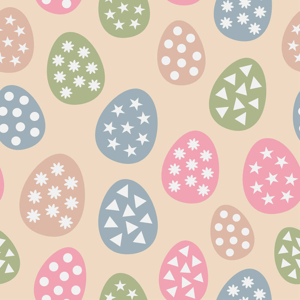 Eieren naadloos patroon met bloem, bladeren en hart element. Abstracte kunstdruk. Ontwerp voor papier, covers, kaarten, stoffen, interieur items en eventuele. Vector illustratie over Paasdag. - Vector, afbeelding