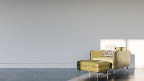 Grande luxo modernos interiores luminosos Sala de estar mockup ilustração 3D renderização imagem - Foto, Imagem