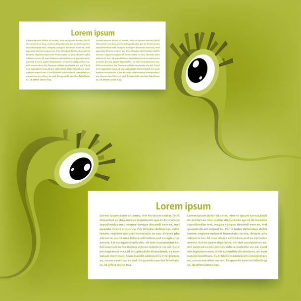Abstract green background with shapes for text Cartoon eyes. vec - Διάνυσμα, εικόνα
