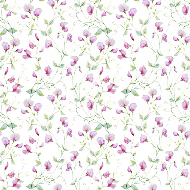 Watercolor flowers pattern - Wektor, obraz