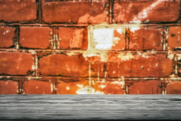 Table with  a red brick Wall - Φωτογραφία, εικόνα