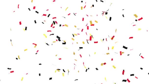 célébration avec des jets de confettis jaunes rouges noirs avec canal alpha séparé - rendu 3D - Séquence, vidéo