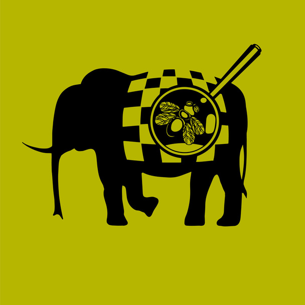 elefante y una mosca sobre un fondo amarillo
 - Vector, Imagen