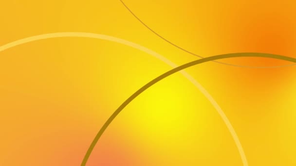 Geanimeerde Abstracte Cirkelgolven op Levendige Gele Oranje Achtergrond. 4k animatie van een abstracte technologie design achtergrond met ronde ringen naadloze looping.  - Video