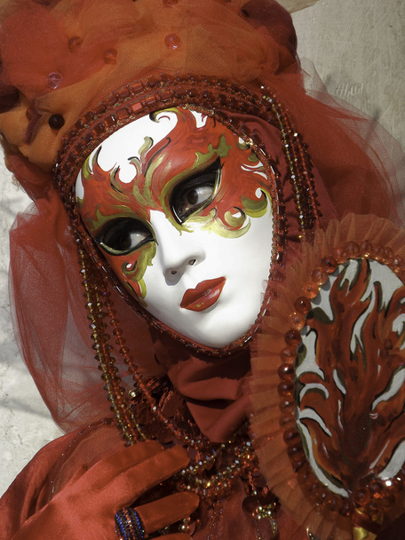 Rudý oheň maska karnevalu v Benátkách, Itálie - Fotografie, Obrázek