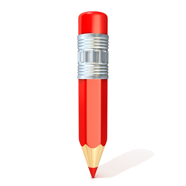 Red pencil, isolated on white background. 3D render. Education, back to school concept. Front view - Fotoğraf, Görsel