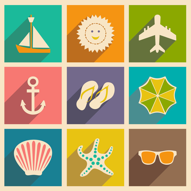 Byt se stínem koncept a mobilní aplikaci cestovní ikony - Vektor, obrázek