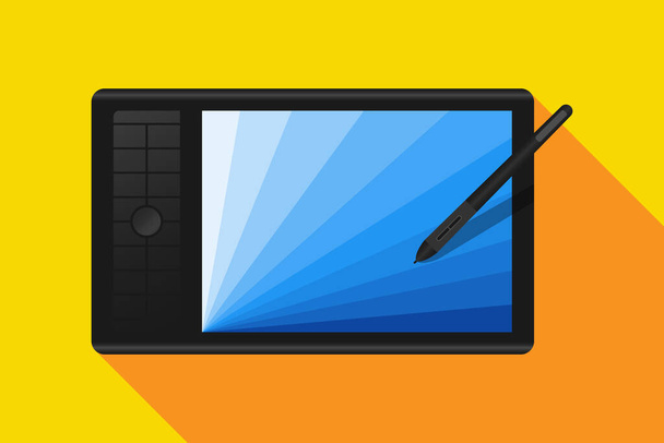 Icono gráfico tableta lápiz tableta vector ilustración - Vector, Imagen