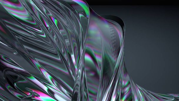 Crystal and Glass Chrome Refraction and Reflection Mysterious Cool Elegant Modern 3D Rendering Abstract Background High quality 3d illustration - Photo, Image