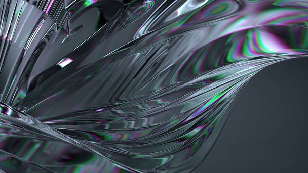 Crystal and Glass Chrome Refraction and Reflection Beautiful Fresh Elegant Modern 3D Rendering Abstract Background High quality 3d illustration - Photo, Image