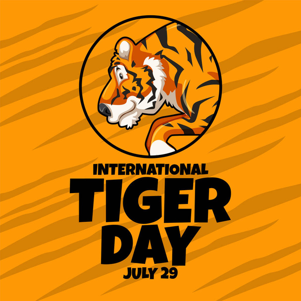 Векторная иллюстрация к Международному дню тигра, 29 июля - Вектор,изображение