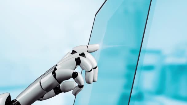 XAI Futuristic робот штучний інтелект революційний розвиток технології штучного інтелекту та концепція машинного навчання. Глобальні роботизовані квантові наукові дослідження для майбутнього людського життя. 3D візуалізація - Кадри, відео