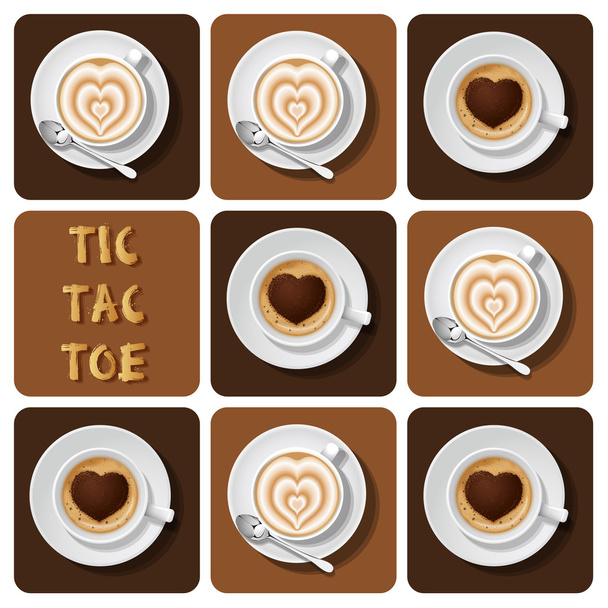 Tic-Tac-Toe of cappuccino and latte - Vector, Image